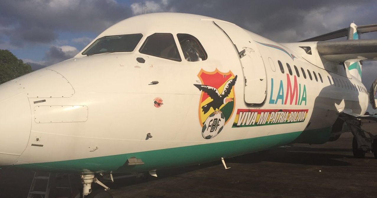 La historia de LaMia, compañía de promesas fallidas y un único avión en operación 2 Avión de LaMia cuando prestó servicio a la selección de Bolivia.