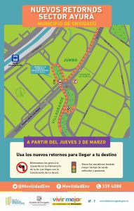 Esté pendiente de los nuevos retornos en el sector La Ayurá, en Envigado 1 Retorno1SectorAyurá