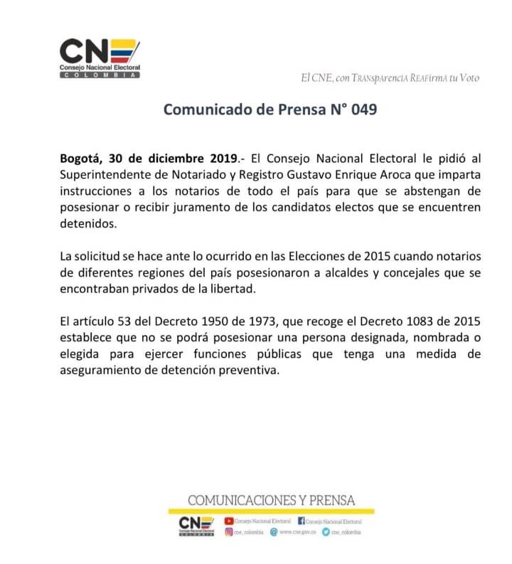 Comunicado CNE 1