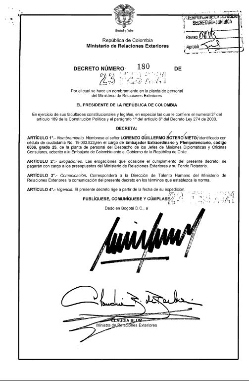 decreto guillermo botero