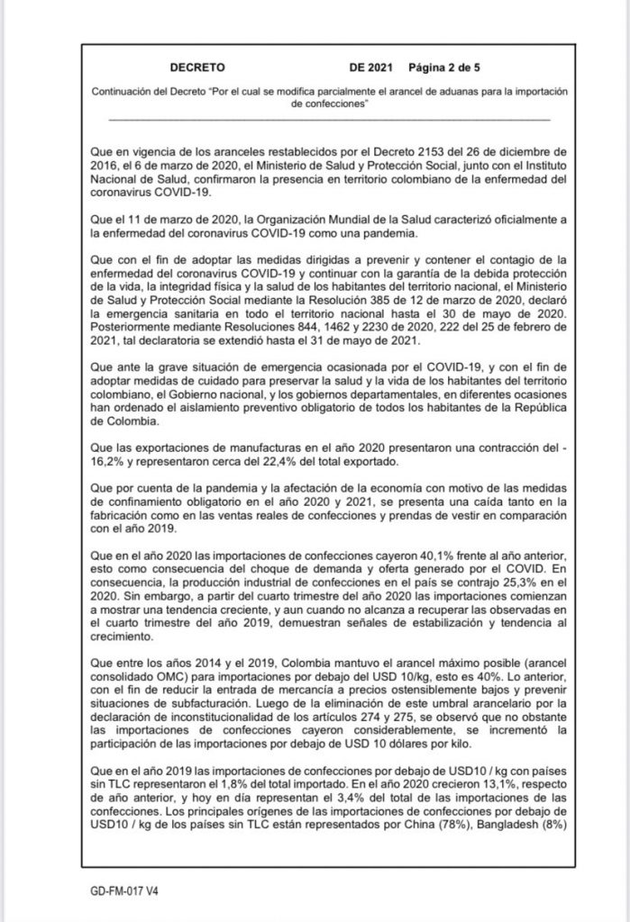 Presidente Duque aumentaría aranceles a la importación de textiles 2 decreto 2