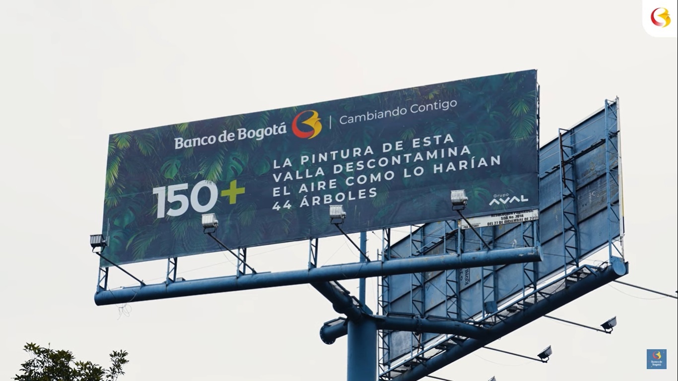 Las vallas del Banco de Bogotá que purifican el aire