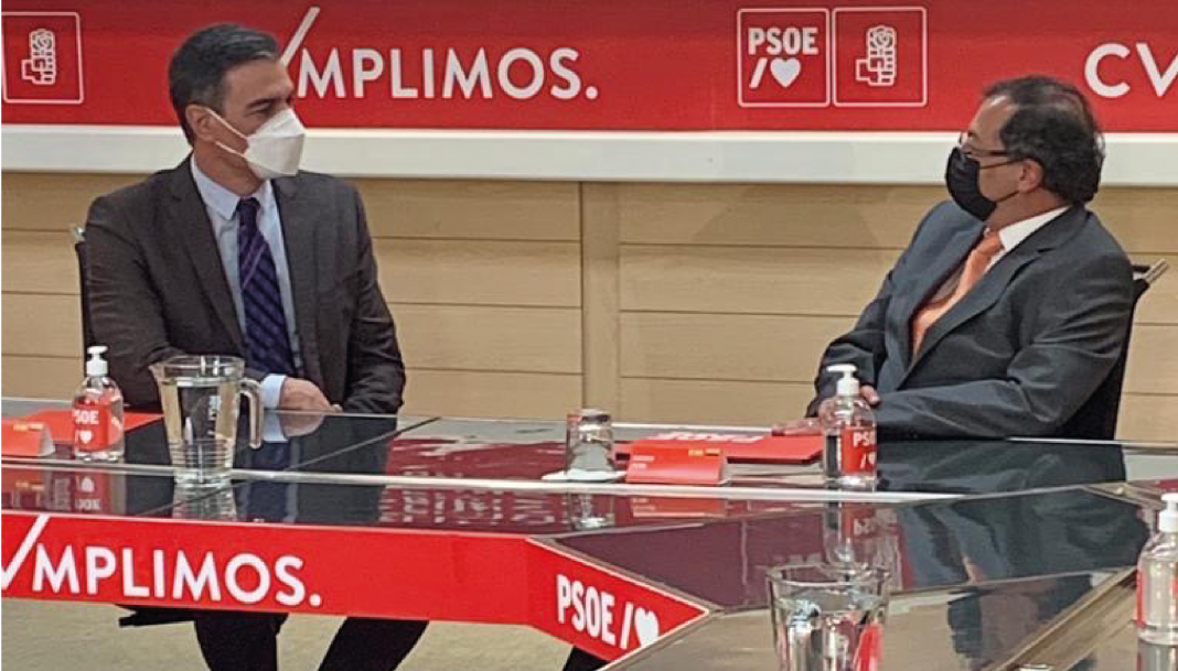 Telefónica, Santander y otras empresas españolas se reúnen con Petro en Madrid