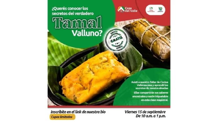 Taller gratuito de cocina este viernes 15 de septiembre en la Casa del Valle en Bogotá