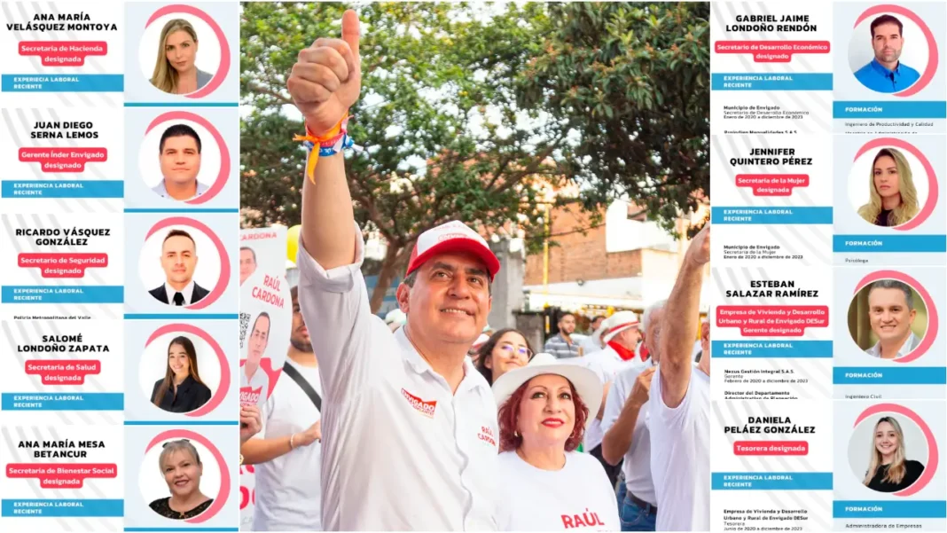 El alcalde electo de Envigado, Raúl Cardona ha venido presentando el gabinete con el que trabajará para continuar el desarrollo de la ciudad, en la cual destaca la participación de las mujeres en su segundo mandato.
