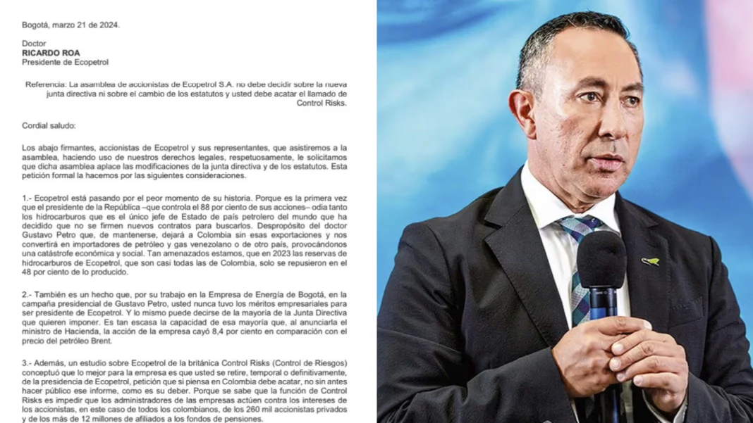 Luego de las advertencias realizadas por Control Risks en su informe, pequeños accionistas de Ecopetrol enviaron una carta al presidente de la entidad.