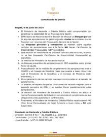 Bloqueo temporal de apropiaciones el mecanismo de MinHacienda para garantizar la estabilidad financiera de Colombia