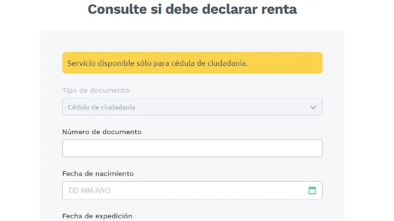 página de consultar para saber si debe declarar renta