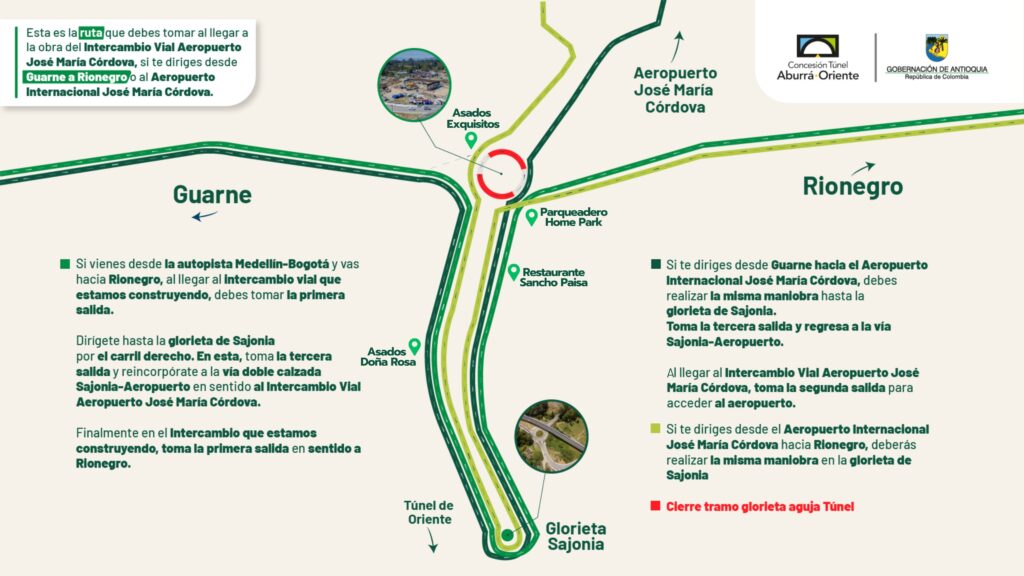 Antioquia anuncia cierre definitivo del tramo Guarne – Rionegro para avanzar en la conexión vial con el aeropuerto 