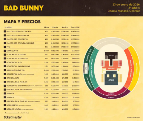 Confirmado: Estas son las fechas de Bad Bunny en Medellín y la venta de boletería