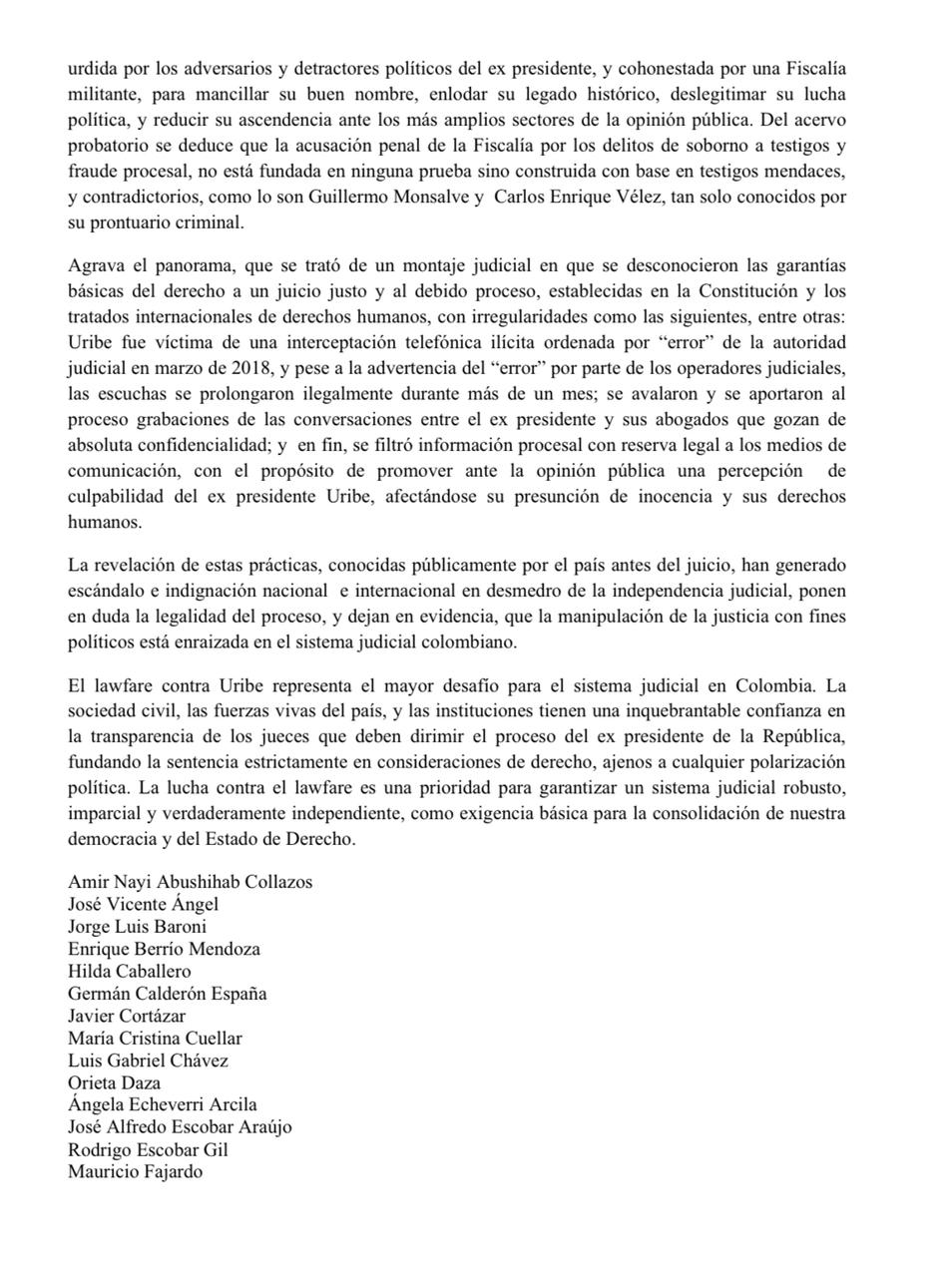 Juristas entregan conclusiones del caso Uribe: esto dijeron