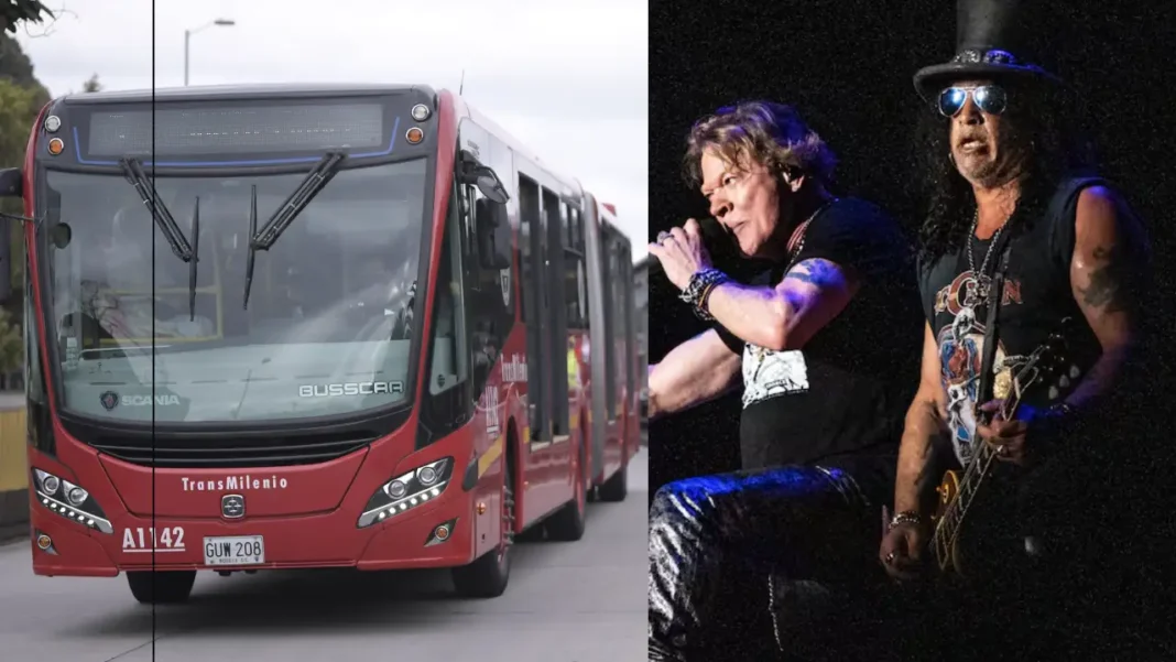 Rutas de TransMilenio y SITP para concierto de Guns N' Roses en Bogotá