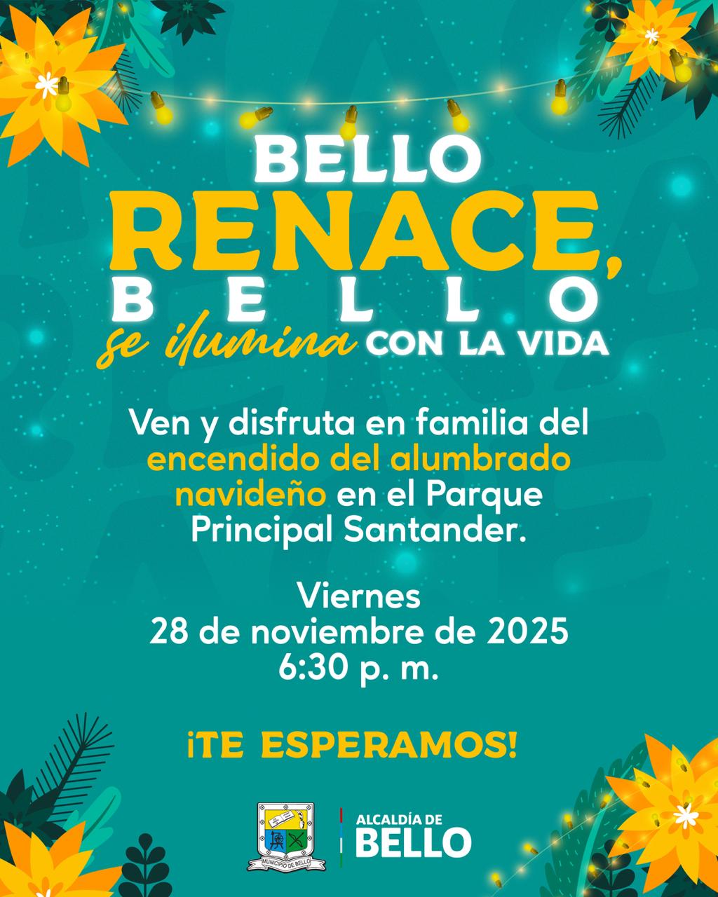 Bello enciende su Navidad 2025 con un espectáculo de 300.000 luces, drones y homenaje a Granizal