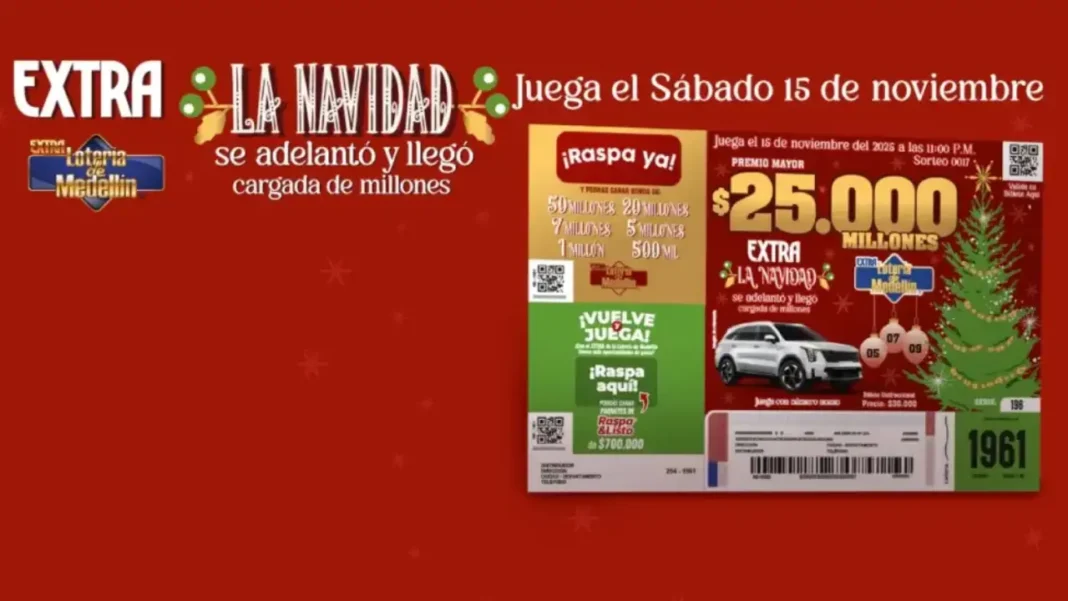Resultado Extra de la Lotería de Medellín hoy: número ganador 15 de noviembre