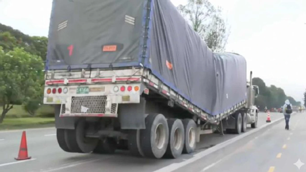 En fotos: Esta es la tractomula que se rompió en dos y llevaba suministros de Indumil