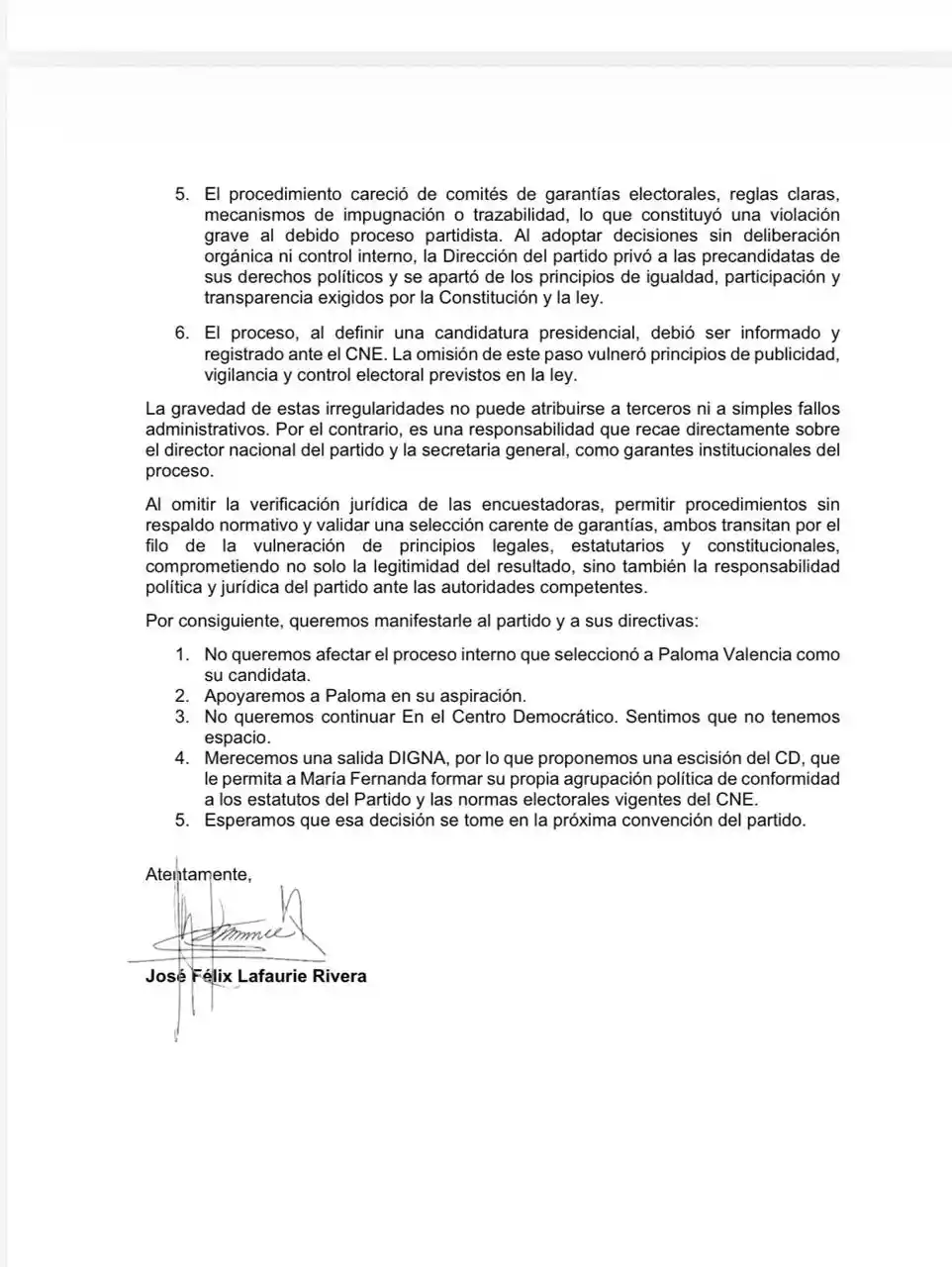 María Fernanda Cabal renunció al Centro Democrático: esto se sabe 2 CARTA CABAL 2