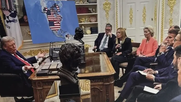 Donald Trump publica mapa de Venezuela, Groenlandia y Canadá con Bandera de Estados Unidos