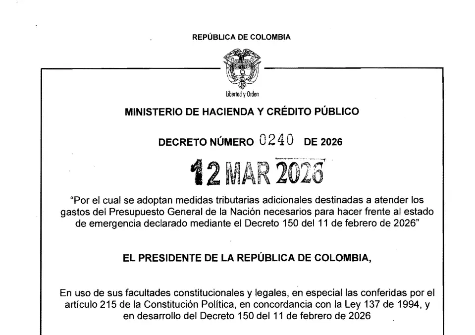 Decreto 0240 del Gobierno Nacional