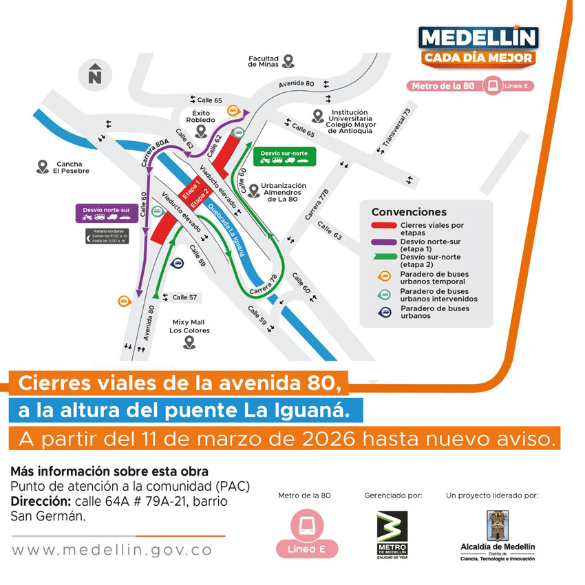 Puente sobre La Iguaná será pieza clave en la construcción del Metro de la 80