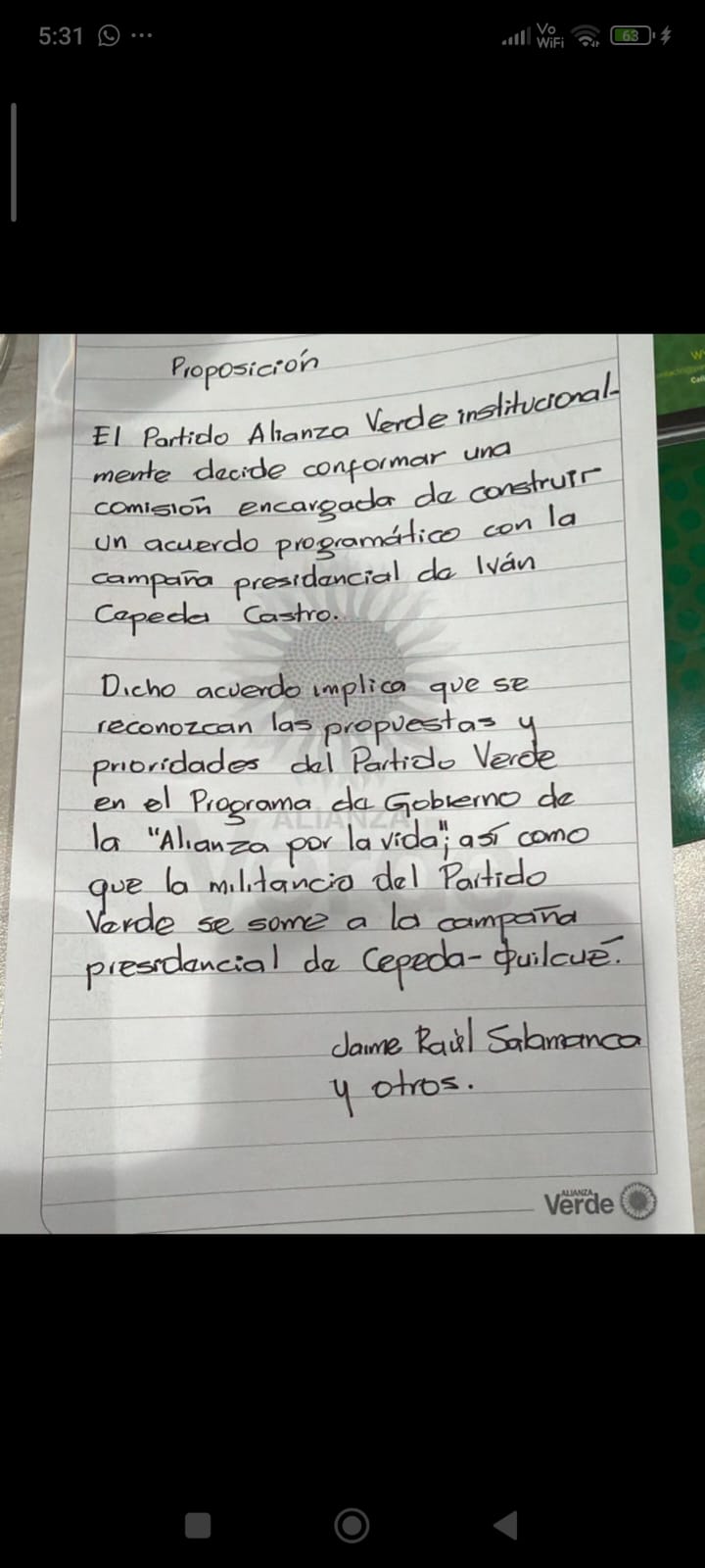 Verdes dan primer paso hacia posible acuerdo con campaña de Iván Cepeda 1 Verdes dan primer paso hacia posible acuerdo con campaña de Iván Cepeda