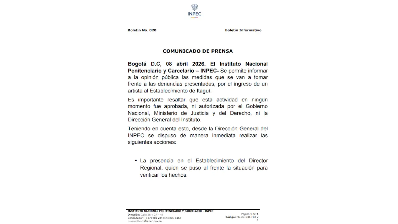 Polémica por concierto de Nelson Velásquez en cárcel de Itagüí reabre debate sobre privilegios a presos