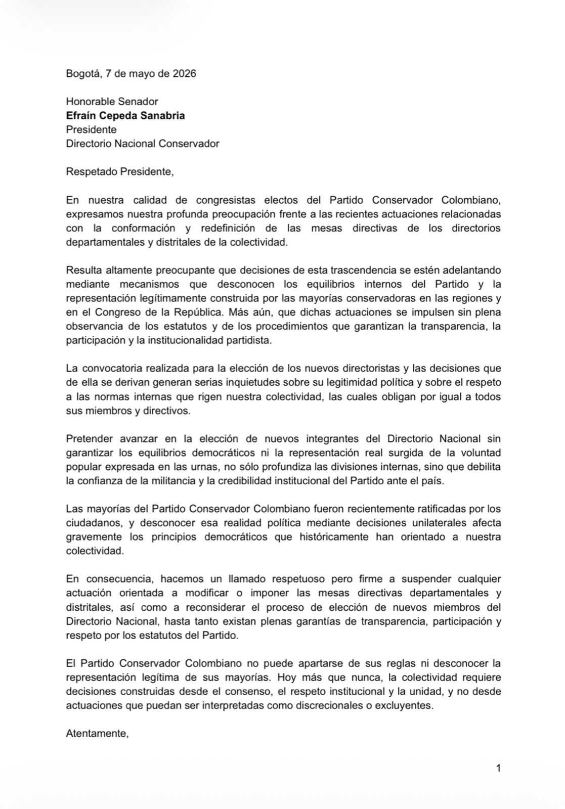 ¡Rebelión azul! 17 congresistas notifican ultimátum a Efraín Cepeda por control del partido