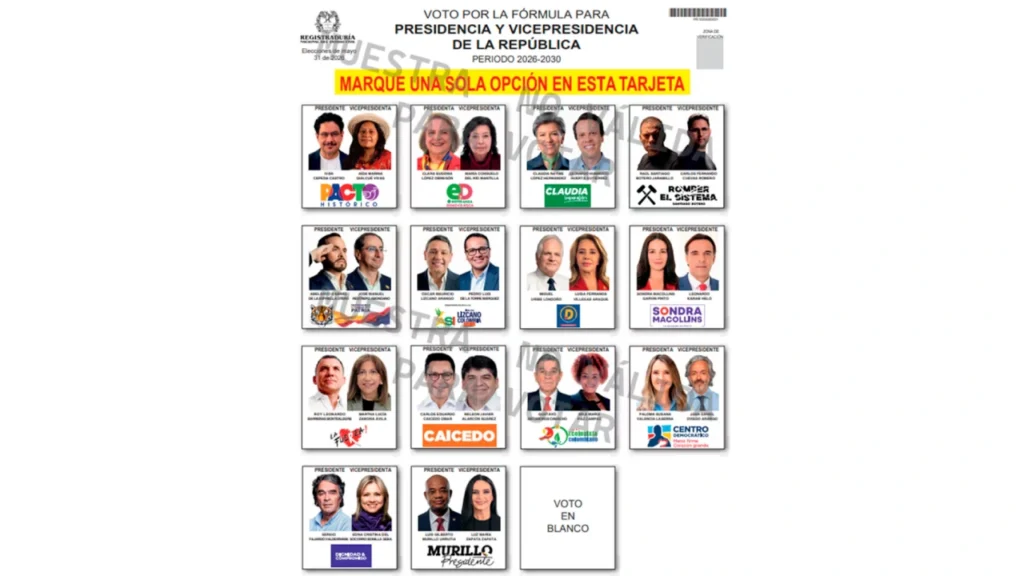 Paloma Valencia y Juan Daniel Oviedo respaldados por exalcaldes de Antioquía en las elecciones 1 Tarjetón de las elecciones 2026 a la presidencia de Colombia
