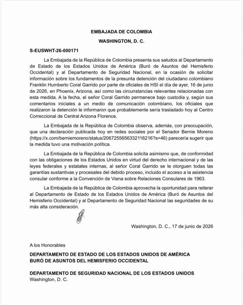 Comunicado de la embajada