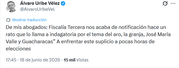 Uribe solicitado a indagatoria por la Fiscalía por masacres del aro y La granja 1 Uribe