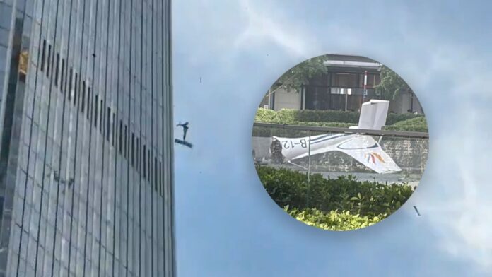Choque de avioneta en el edificio del China Zun