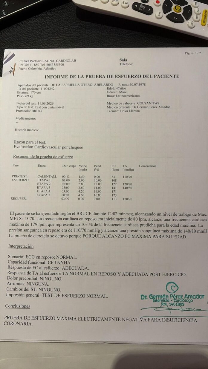 Abelardo de la Espriella publica sus exámenes médicos antes de la segunda vuelta