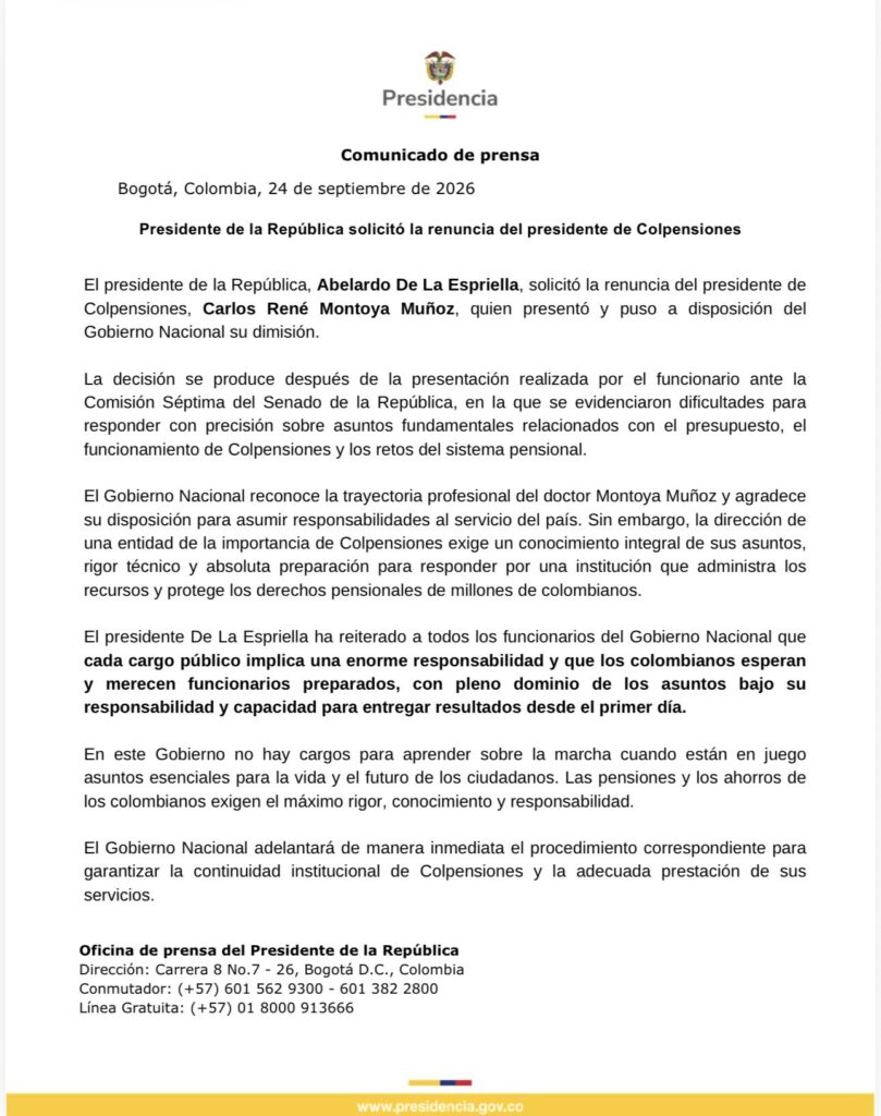Abelardo De La Espriella pidió la renuncia de Carlos René Montoya, presidente de Colpensiones 1 Abelardo De La Espriella pidió la renuncia de Carlos René Montoya, presidente de Colpensiones