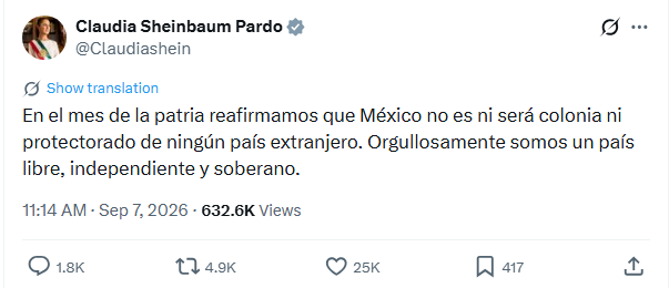 Mensaje de Sheinbaum